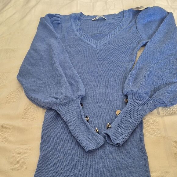 Chic Long Sleeve Sweater Blue Dress - Picture 14 of 16